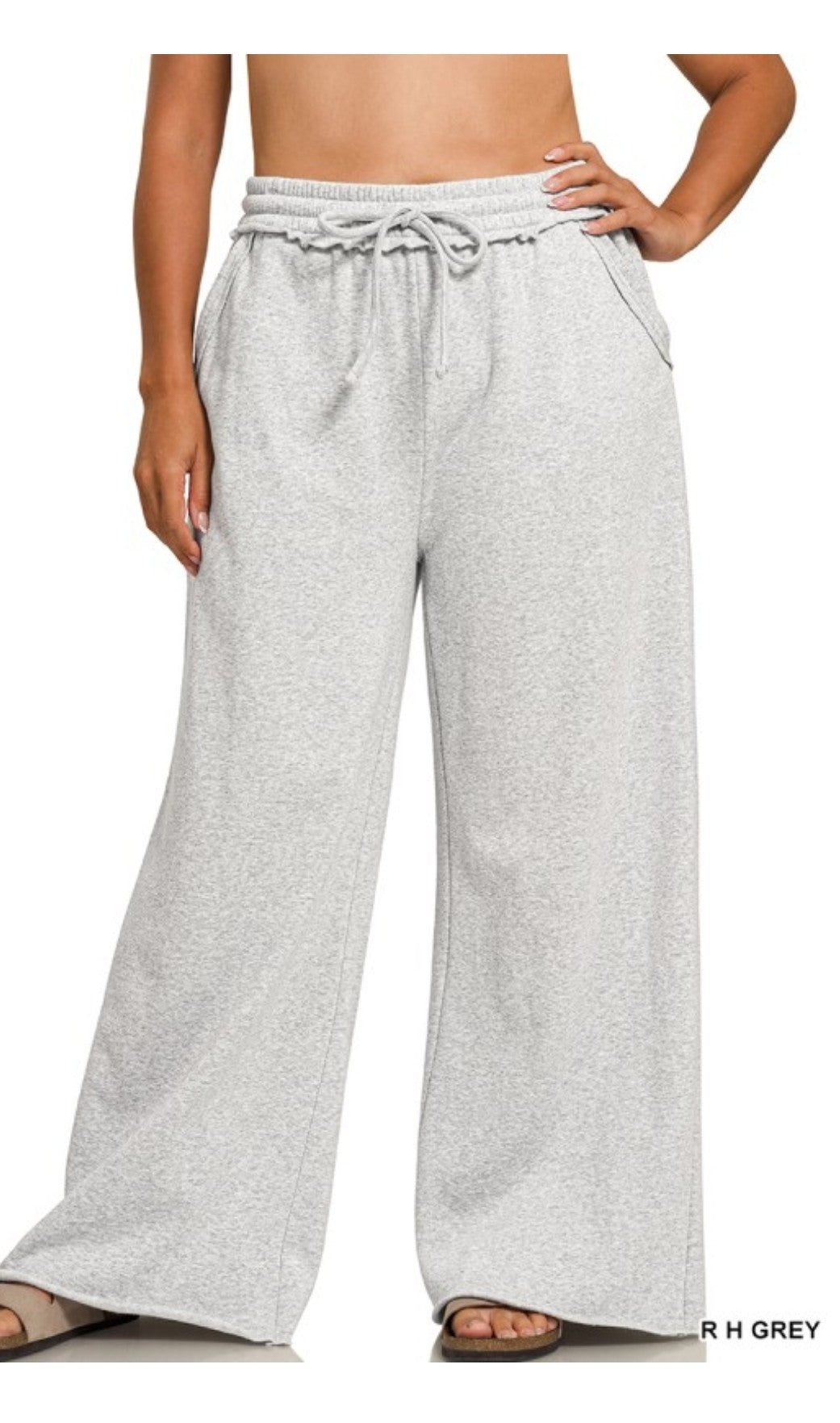 Wide leg raw hem sweatpants