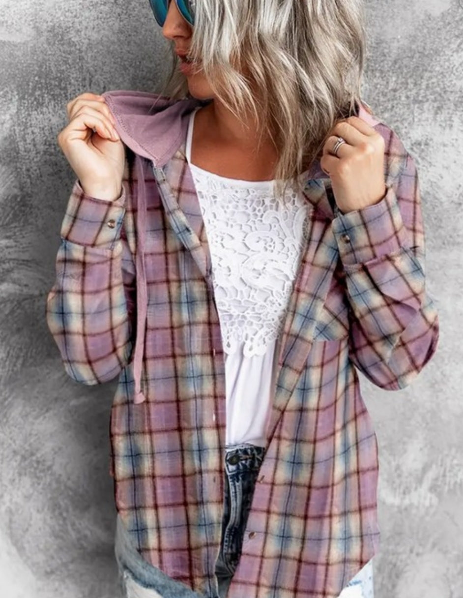 Plaid button up hoodies