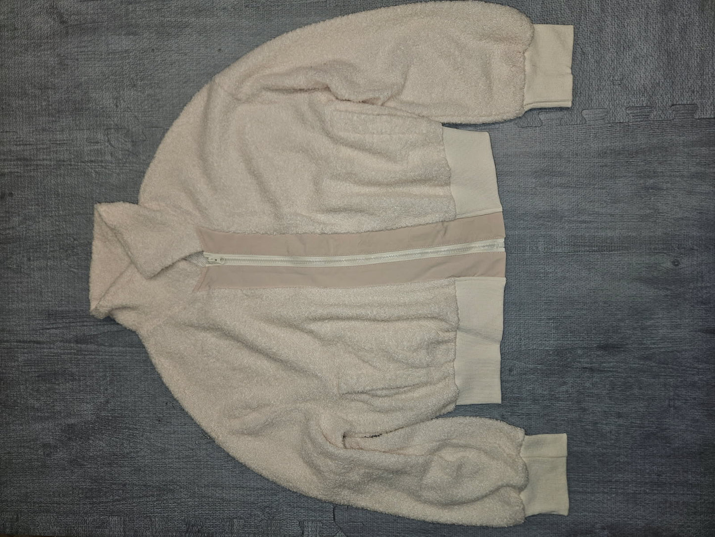 White sherpa zip up