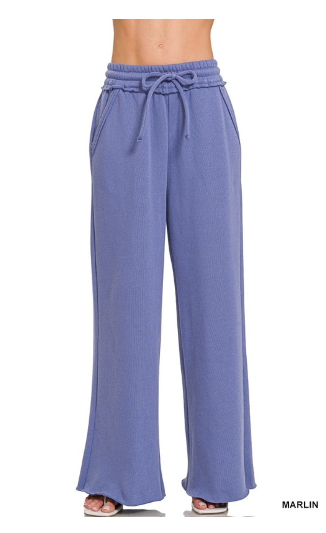 Wide leg raw hem sweatpants