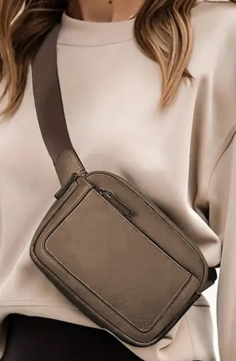 Leather color block crossbody