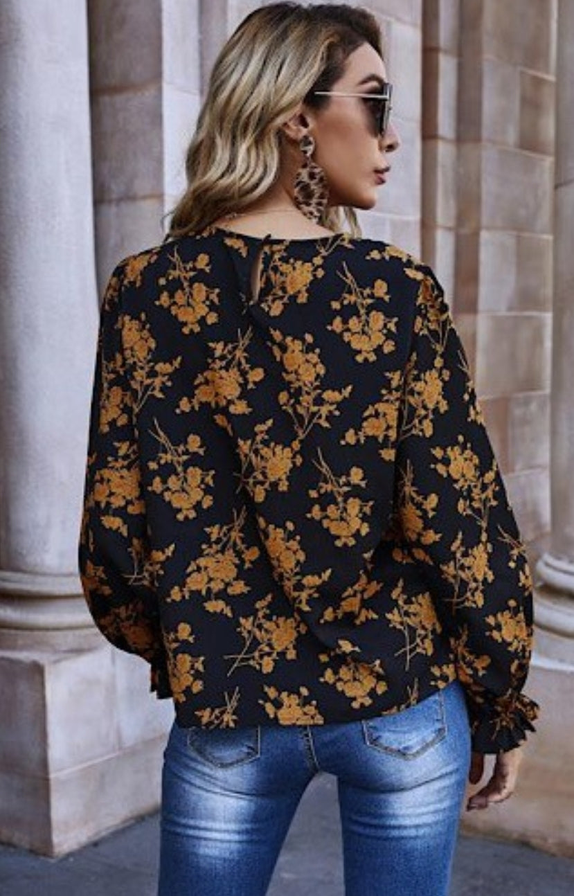 Long sleeve floral blouse