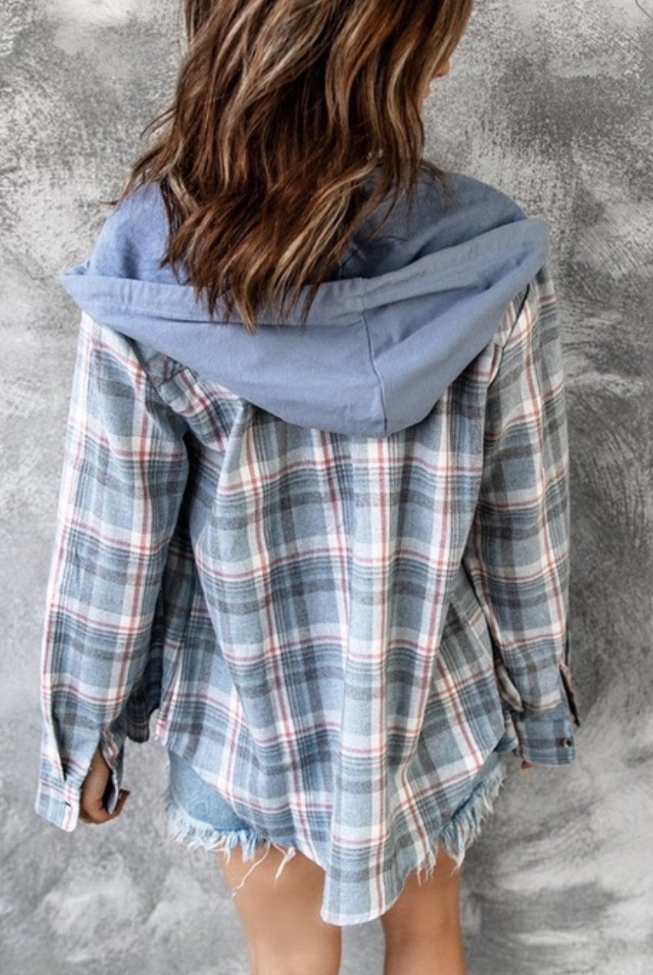 Plaid button up hoodies