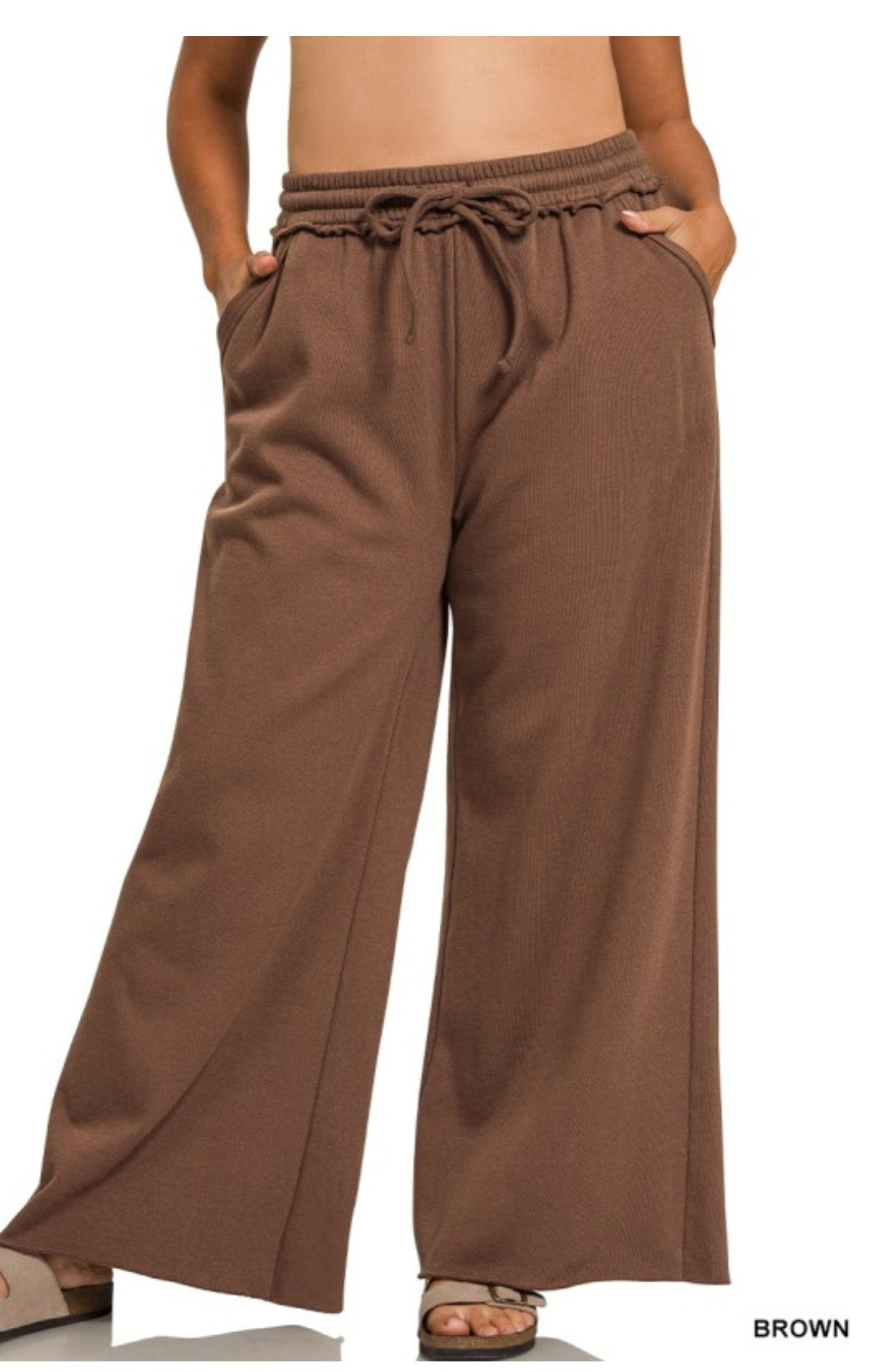 Wide leg raw hem sweatpants