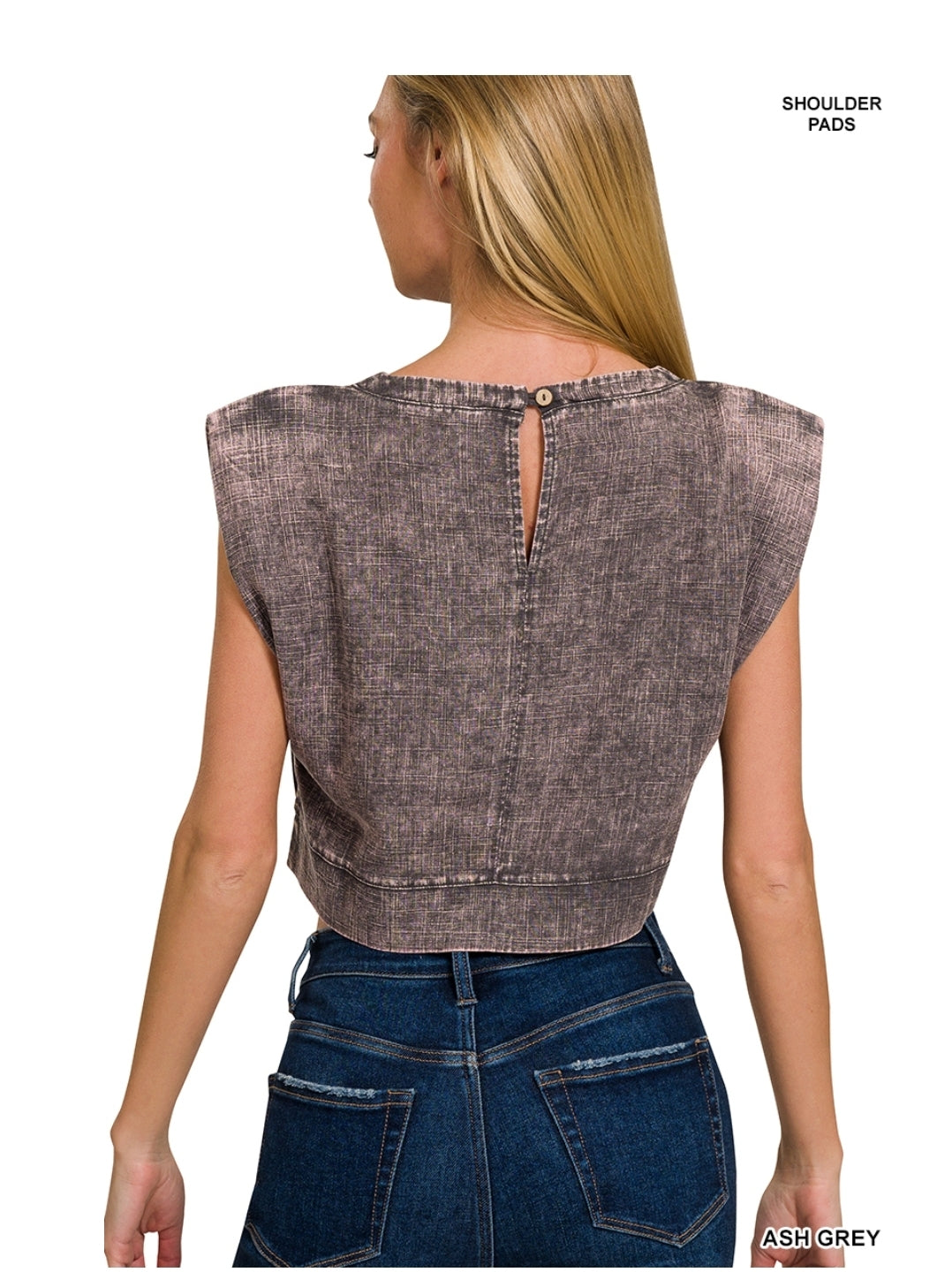 Linen blouse w/shoulder pads