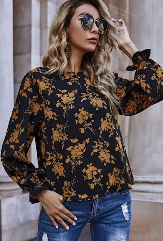 Long sleeve floral blouse