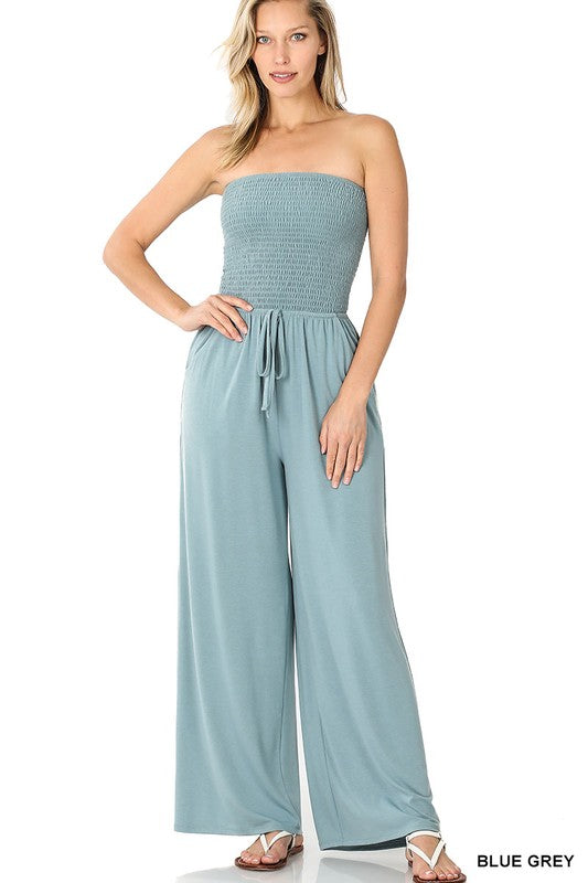 Smocked tube top Pants romper