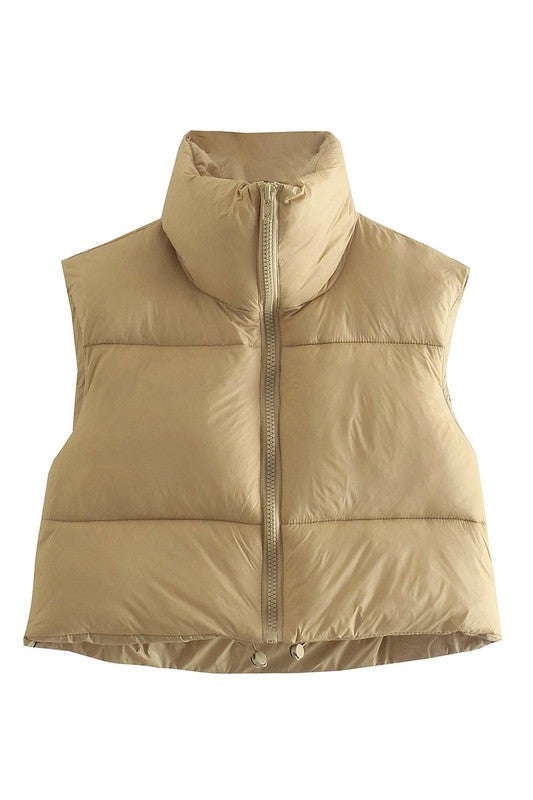 Cropped puffer vest