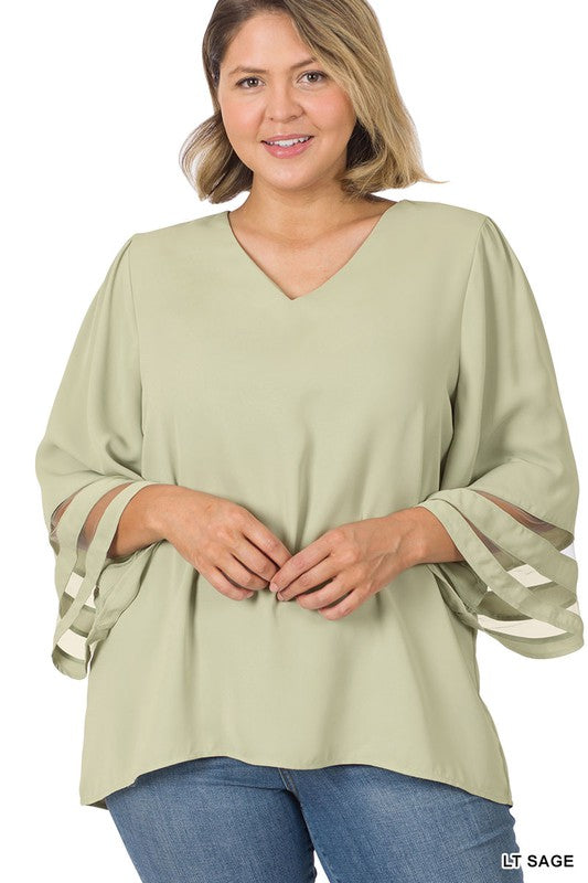 Plus 3/4 bell sleeve top