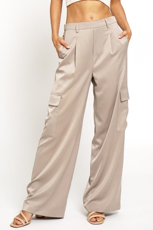 Satin cargo pants