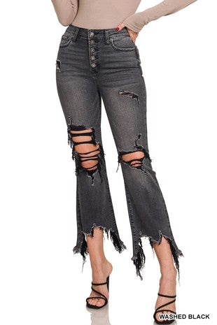 Distress cropped Denim pants