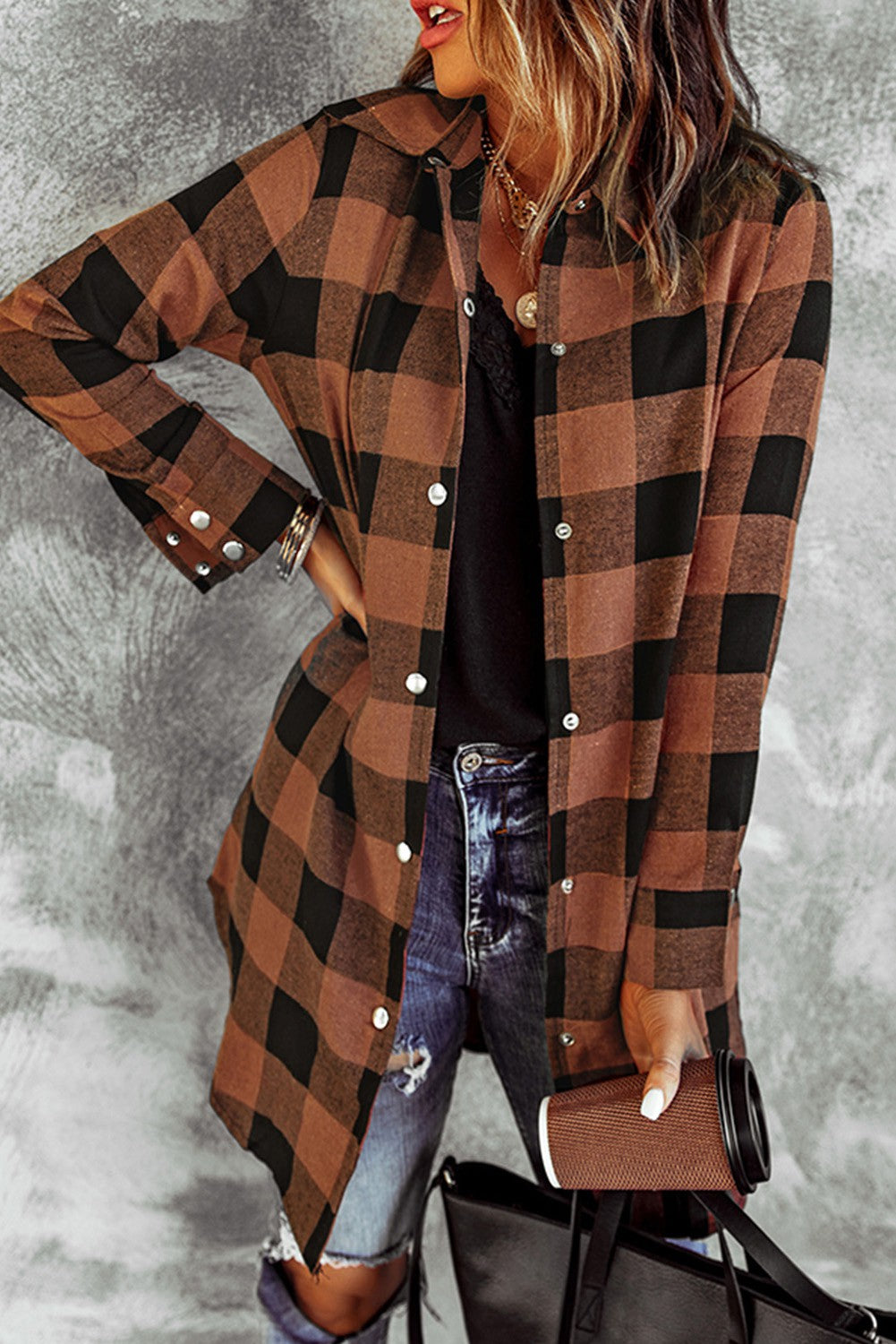 Buffalo check  long plaid shacket