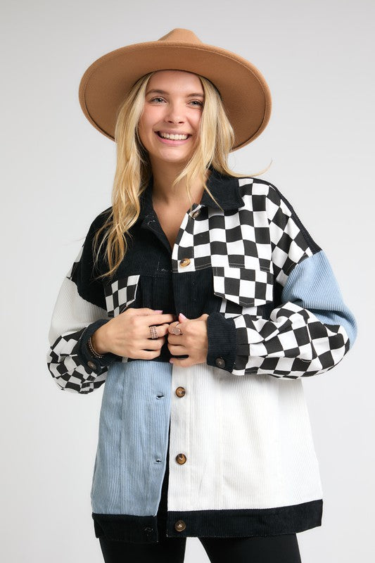 Checkered Block Shacket